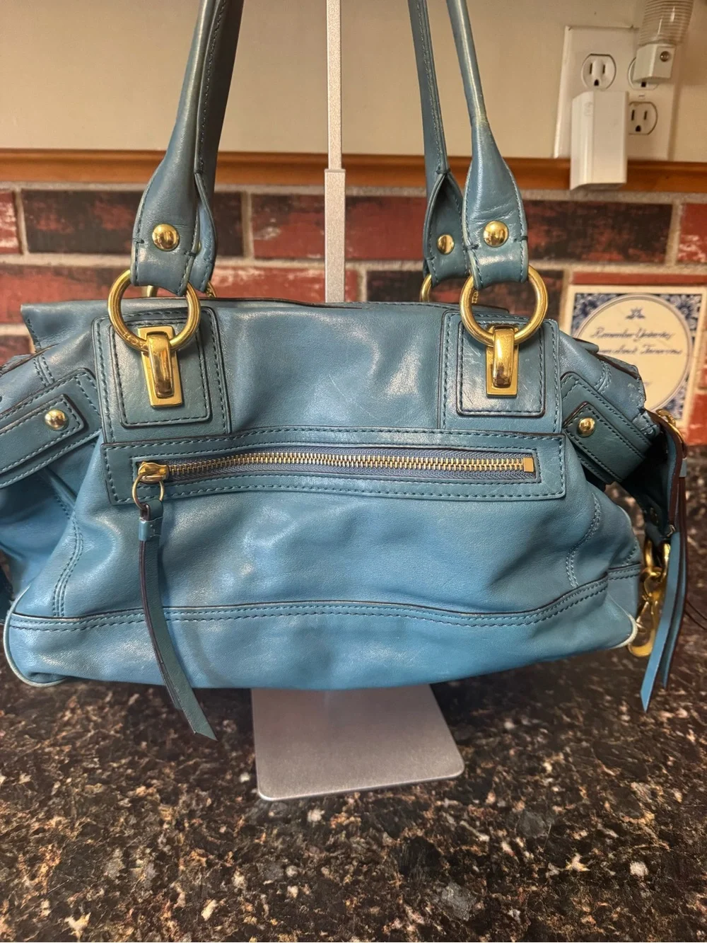 Coach Hamptons Lindsay Satchel 12475 Teal Leather 2008 Rare Y2K